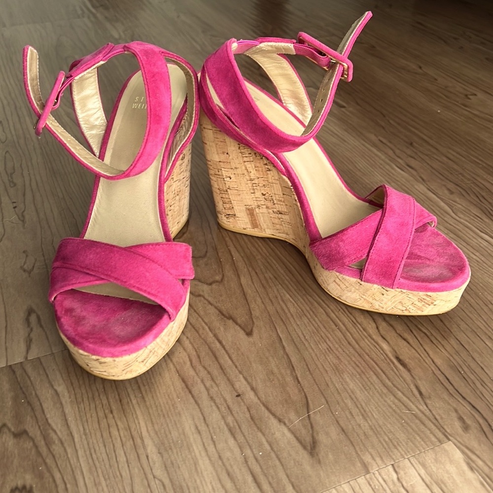 Stuart Weitzman summer suede sandals wedge heal